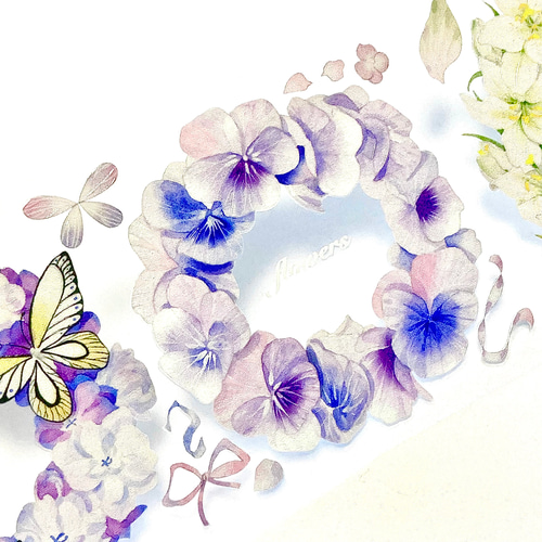 s-263○海外マスキングテープ 切り売り ／ 海外マステ リース 花輪 花