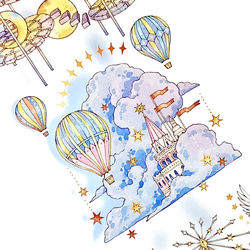 s-264●海外マスキングテープ 切り売り ／ 海外マステ  リース 花 城 気球 5枚目の画像