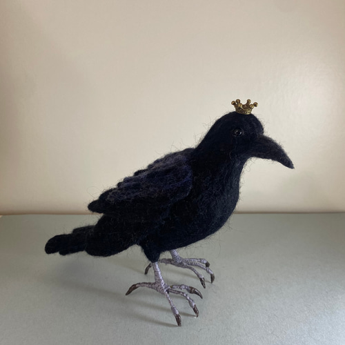 ＊羊毛フェルト＊カラス＊カラスのかーちゃん カラスの王様 ハシブトカラス 〈羊毛フェルト〉 羊毛フェルト KIIKO
