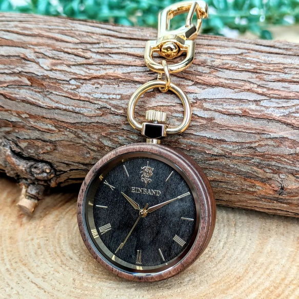 【木製懐中時計】EINBAND Wood Pocket Watch 36mm 【Sandal Wood文字盤】 4枚目の画像