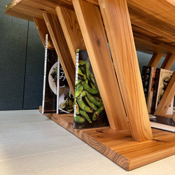 《在庫整理品》 ローテーブル 長方形 格子脚 90cm 60cm 45cm 収納付き 杉 3枚目の画像