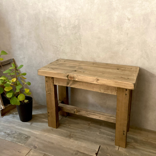 美品】天然木カフェベンチブラウン