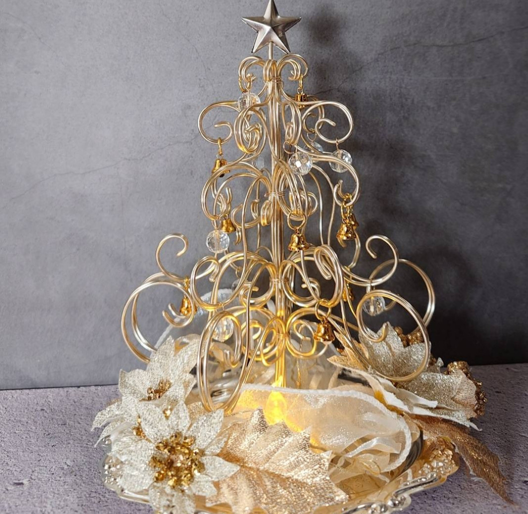 選べる3色【手のひらサイズのクリスマス】ワイヤーツリー｜クリスマスデコレーション　ワイヤークラフト　光　ギフト