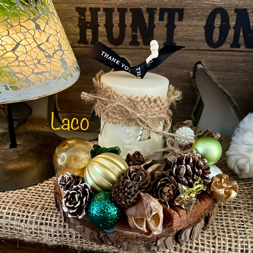 切り株（大） クリスマス キャンドル Xmas飾り ソイワックス 木の実