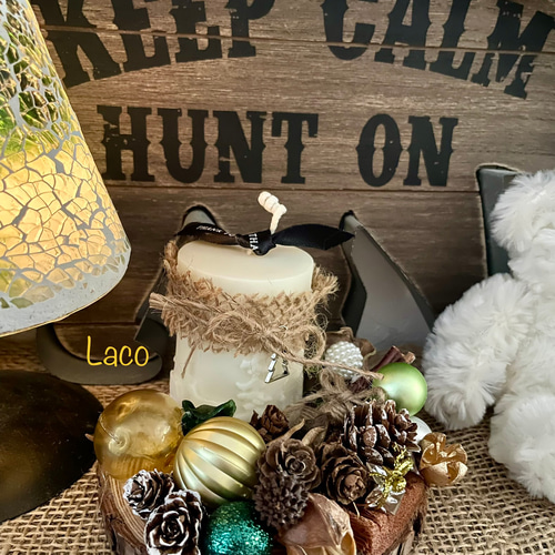 切り株（大） クリスマス キャンドル Xmas飾り ソイワックス 木の実