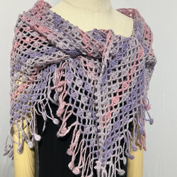 ピンクパープルモヘアの三角ストール ストール knit house muu 通販