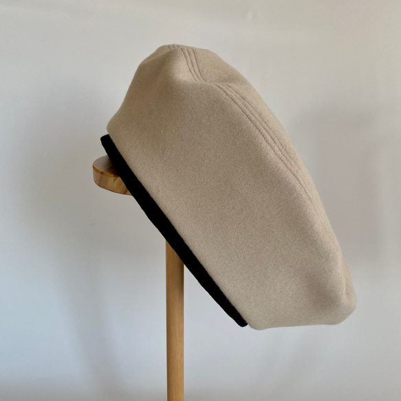 【秋冬】ビーバーウールのベレー帽＊ドイツボタン《選べるサイズ受注生産》 6枚目の画像