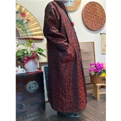大島紬と着物の雨コートのリバーシブルコート　　　　　着物リメイク 8枚目の画像