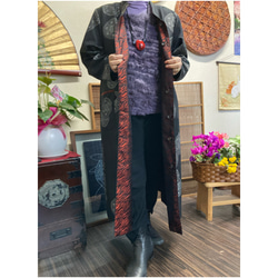 大島紬と着物の雨コートのリバーシブルコート　　　　　着物リメイク 13枚目の画像