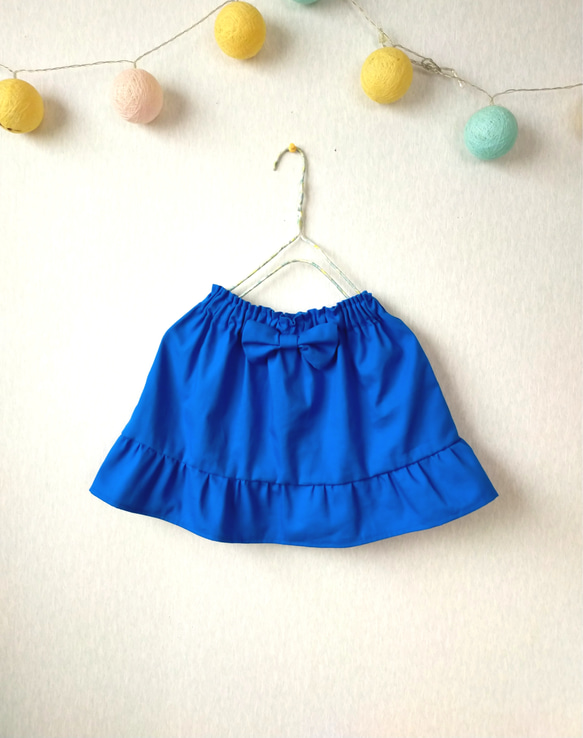 ✨新作SALE✨キッズ cottonフリルギャザースカート ✦選べる15色✦ 人気ブルー 1枚目の画像