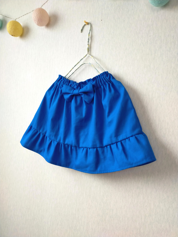 ✨新作SALE✨キッズ cottonフリルギャザースカート ✦選べる15色✦ 人気ブルー 2枚目の画像