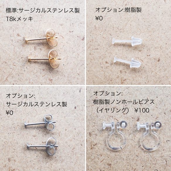 ブラック♡小さいちいさいクリスタルピアス/サージカルステンレス18Kメッキピアス/樹脂製ノンホールピアス対応可能 5枚目の画像