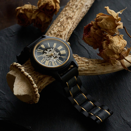 木製腕時計】EINBAND Frieden ブラックマルキーナ×エボニー