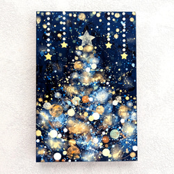 クリスマスツリー雪と星の夜 1枚目の画像
