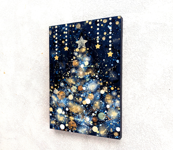 クリスマスツリー雪と星の夜 3枚目の画像