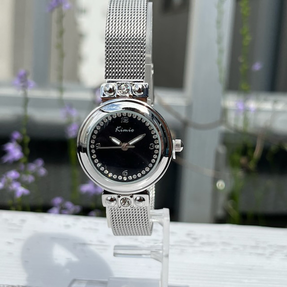 早い者勝ち！メッシュベルト腕時計（6148・ブラック） 腕時計