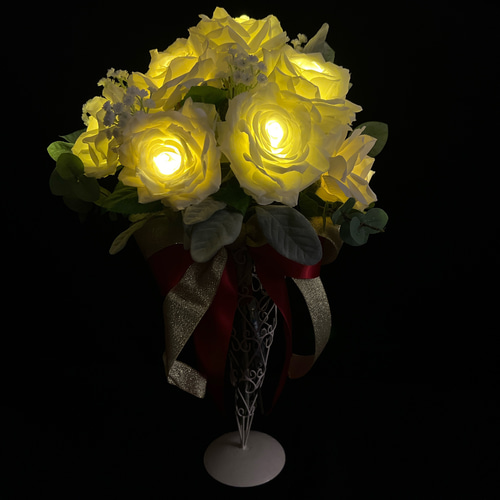 ⭐︎光る薔薇のブーケ ウェディング 花束 LED インテリア
