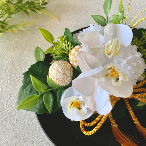 胡蝶蘭の高貴な和風アレンジメント お正月 造花 アーティシャル