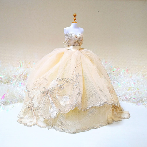 810一点物♥ミニチュアウェディングドレス ✿ライト ベージュ