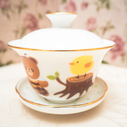 【訳あり】熊の蓋碗（ガイワン)　中国茶器　ポーセラーツ 3枚目の画像