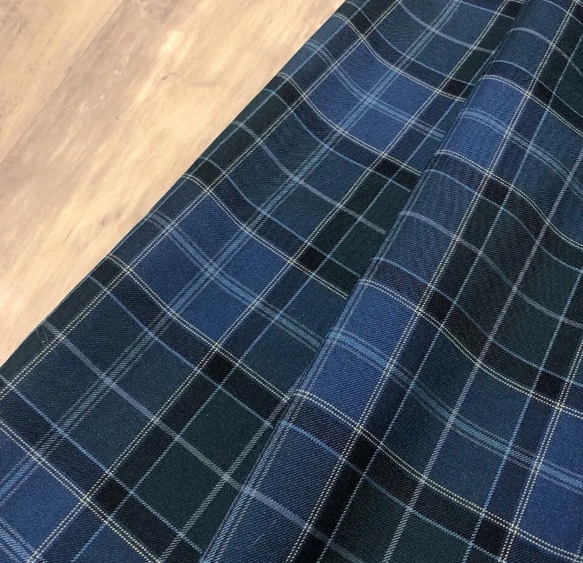 英国産ブルー×グリーン チェック の ナチュラル ジャンパースカート 5枚目の画像