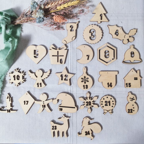 クリスマス 木製アドベントカレンダー 木製オーナメント その他