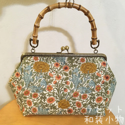 ミナペルホネン　がま口　バンブーバッグ　着物バッグ　浴衣バッグ　ウィリアムモリス ミナペルホネン がま口 バンブーバッグ 着物バッグ 浴衣バッグ