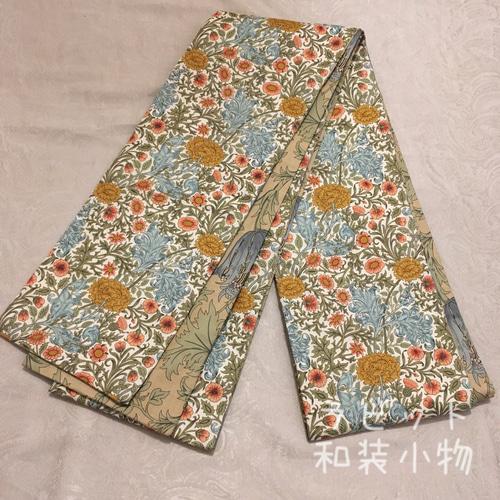 ウィリアムモリス アネモネ ダブルボウ 半幅帯 着物 浴衣 長尺