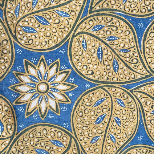 絹プチスカーフ 草木染め＆ろうけつ染め 手描き更紗 藍 Batik技法 伝統