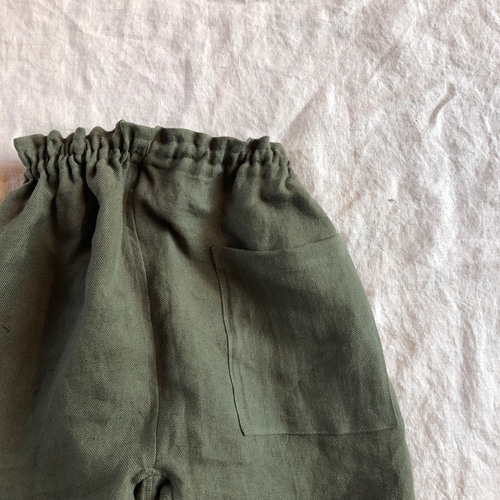 リネンのもんぺ カーキ ロングパンツ nuuMonpe 通販｜Creema 
