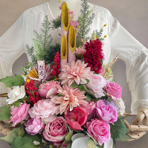 数量限定 門松 手作り しめ飾り 新年飾り 竹飾り 正月アレンジ 造花 