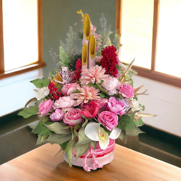 数量限定 門松 手作り しめ飾り 新年飾り 竹飾り 正月アレンジ 造花 