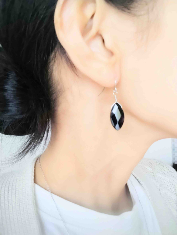 Noir ステンレス ブラックオニキスピアス / 天然石ピアス ピアス