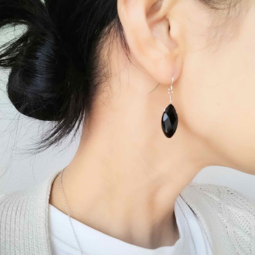 Noir ステンレス ブラックオニキスピアス / 天然石ピアス ピアス