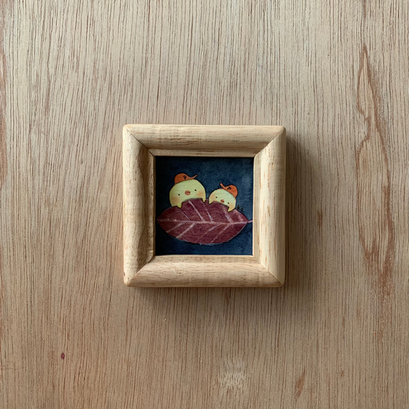 落ち葉はね」ミニ額 原画 イラスト pukkoa_kats 通販 16866891