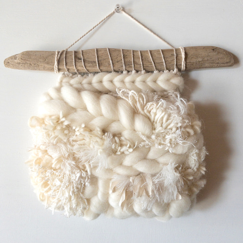 一点もの】流木 ウィービング タペストリー 『みるく色のたぺすとり。u  