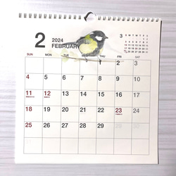 ご予約⭐️2024年　シジュウカラの壁掛けカレンダー（手書き） 2枚目の画像