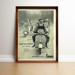 ベスパ スクーター 1960年代 フランス ヴィンテージ 雑誌 広告 額付