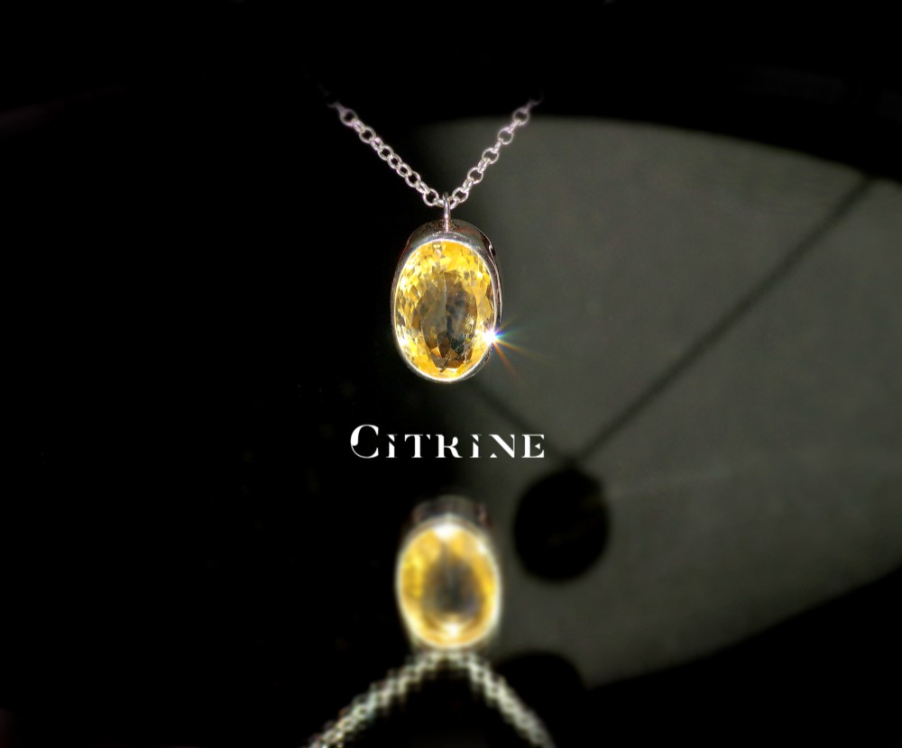 『Citrine』の世界でひとつの天然石ネックレスsilver925