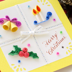 ペーパークイリングとカリグラフィーのクリスマスカード【Merry Christmas】　飾って可愛いクリスマスモチーフ 3枚目の画像