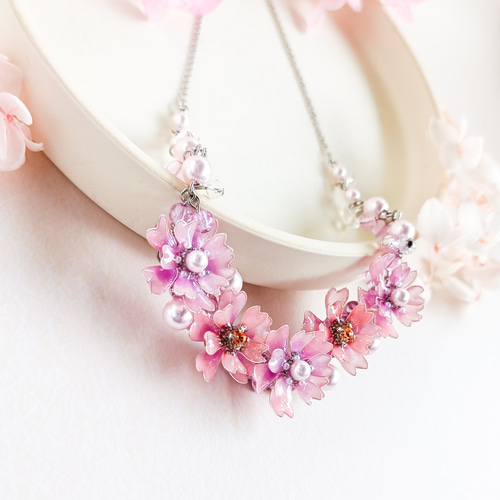 silver stainless steel ほんわか*ピンクの花 八重桜 ◇ ピンク silver stainless steel ほんわか*ピンクの花 八重桜 ◇ ピンク