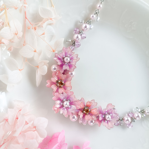 silver stainless steel ほんわか*ピンクの花 八重桜 ◇ ピンク