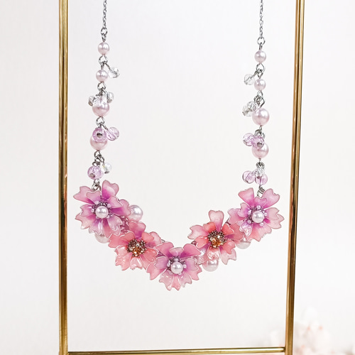 １着でも送料無料 silver ピンク ◇ 八重桜 ほんわか*ピンクの花 steel stainless アクセサリー