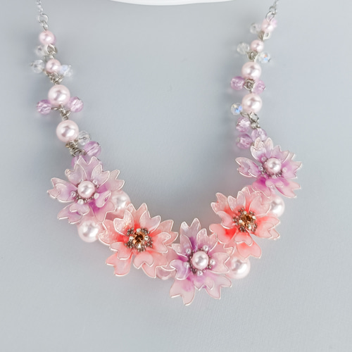 silver stainless steel ほんわか*ピンクの花 八重桜 ◇ ピンクパール