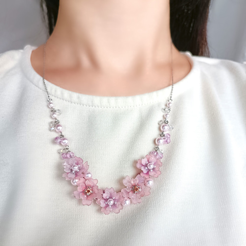 silver stainless steel ほんわか*ピンクの花 八重桜 ◇ ピンク silver stainless steel ほんわか*ピンクの花 八重桜 ◇ ピンク