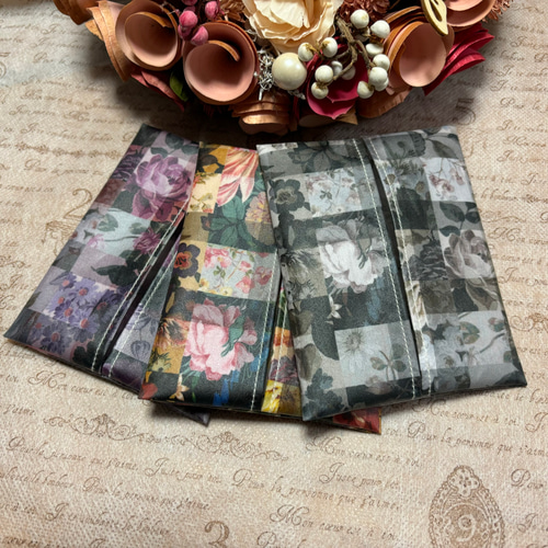 リバティ ラミネート 携帯ティッシュケース〈アーカイブギンガム〉パープル ♢リバティポケットティッシュケース♢アーカイブ・ギンガム（パープル