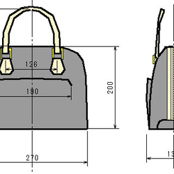 Ch様ご注文のヌメ革の小型ブガッティ型バッグ（黒＆ベージュ色） 9枚目の画像