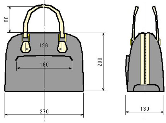 Ch様ご注文のヌメ革の小型ブガッティ型バッグ（黒＆ベージュ色） 9枚目の画像