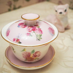 フラワーブーケの蓋碗　中国茶器　ハーブティーにも❤　がいわん　ポーセラーツ　 2枚目の画像