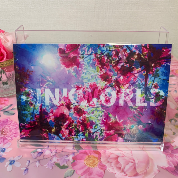 【No.012】花  ピンク フラワーアート ポストカード1枚　裏無地 1枚目の画像